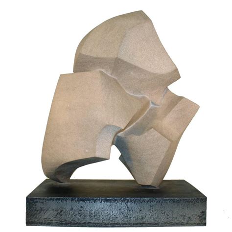 Mid-Century Modern Abstract Limestone Sculpture on Welded Steel Base For Sale at 1stdibs