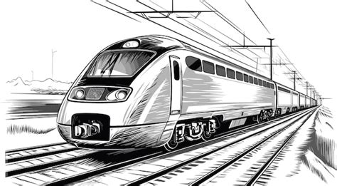 Premium Vector | Black and white drawing of a modern train