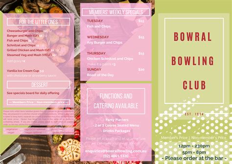 Menus - BOWRAL BOWLING CLUB