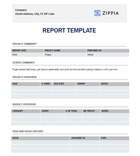 Project Report Template [Word] - Zippia