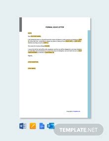 FREE Formal Sick Leave Letter Template - Word | Google Docs | Apple Pages | Outlook