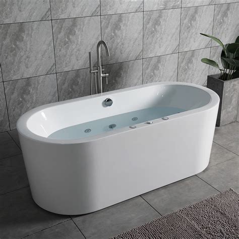 WOODBRIDGE 67" x 32" Freestanding Bathtub Whirlpool Water Jetted and ...