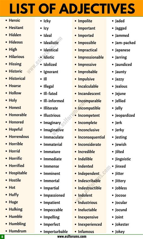 List of Adjectives: A Huge List of 1500+ Adjective Examples in English ...