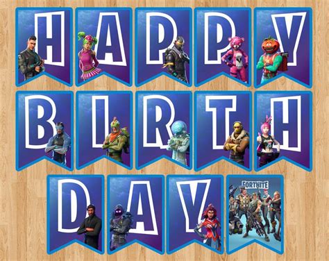 Fortnite Birthday Banner Fortnite Flag Pennant Party Badge | Etsy | Happy birthday printable ...