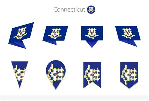 Connecticut US State flag collection, eight versions of Connecticut ...