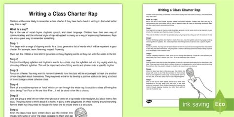 KS2 Writing a Class Charter Rap Guide (Teacher-Made)