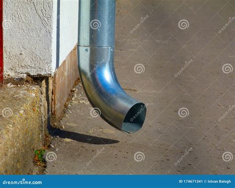 Zink Downspout Rain Water Leader Detail At Sidewalk Level Stock Image ...