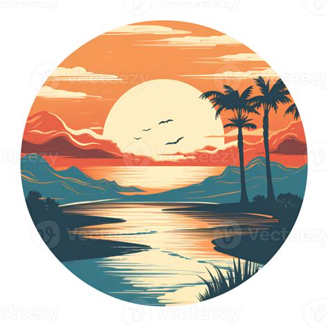 sunset beach vintage ai generative 29200242 PNG