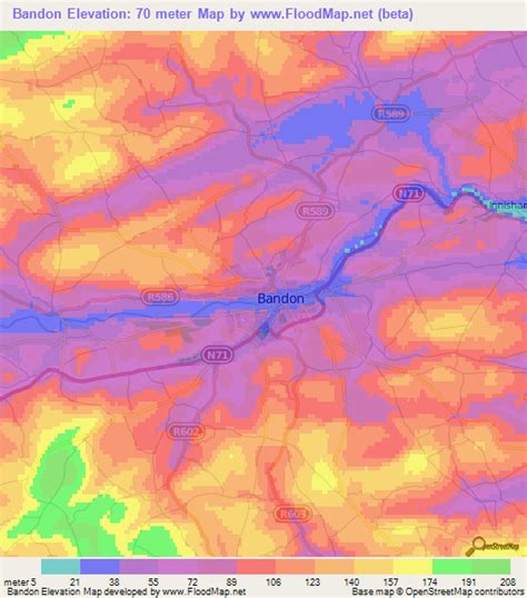 Elevation of Bandon,Ireland Elevation Map, Topography, Contour