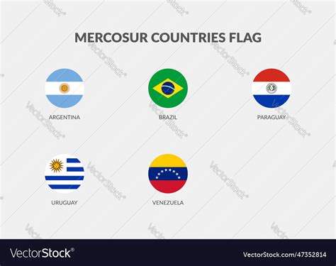 Mercosur countries flag icons collection Vector Image