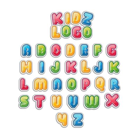 Premium Vector | Kids logo colourful font vector