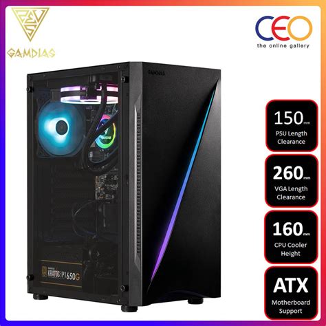 Gamdias ARGUS E5 Mid Tower PC Case RGB ATX Micro-ATX Mini-ITX Desktop ...