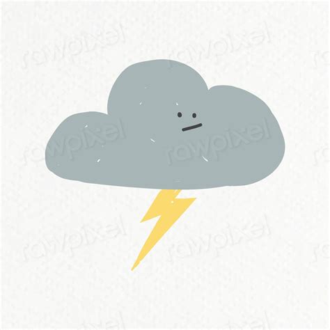 Doodle thunder cloud sticker vector | Premium Vector - rawpixel