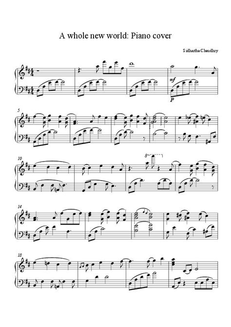 A whole new world: Piano cover - Download Sheet Music PDF file | Jazz ...