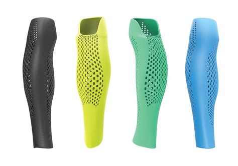 Beautifully crafted 3D printed prosthetic leg cover in the form of athletic leg muscles ...