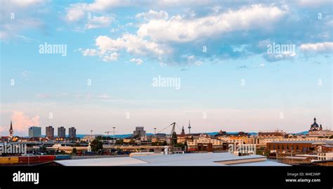 Mannheim, Germany: Skyline with harbour in front Stock Photo - Alamy