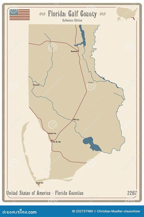 Map of Gulf County in Florida Stock Vector - Illustration of gilchrist ...