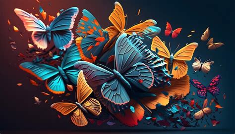 Premium Photo | A colorful butterfly wallpaper with a lot of butterflies.