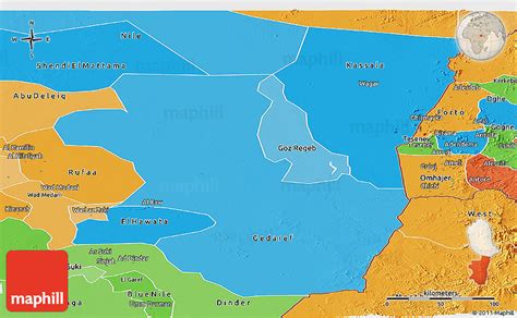 Political Shades Panoramic Map of Kassala