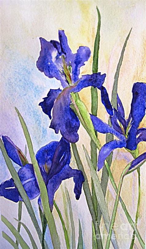 Japanese Irises Painting by Linda Haile