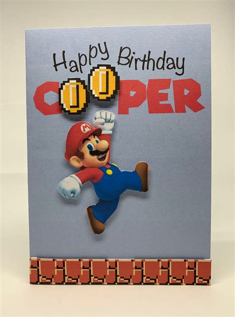 Super Mario Personalized Birthday Card by Pulp Creations MD