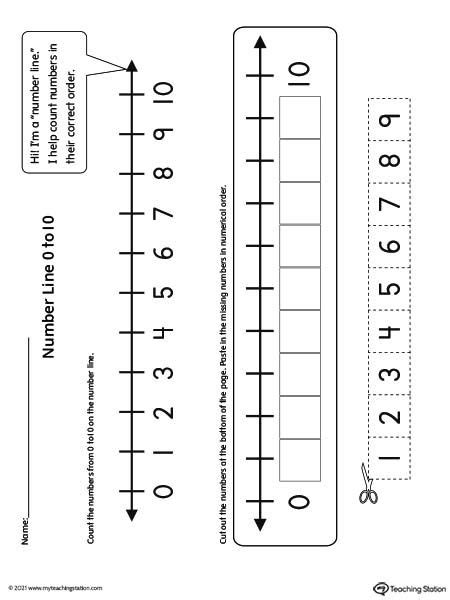 Number Line 0-10 Printable Activity for Preschoolers