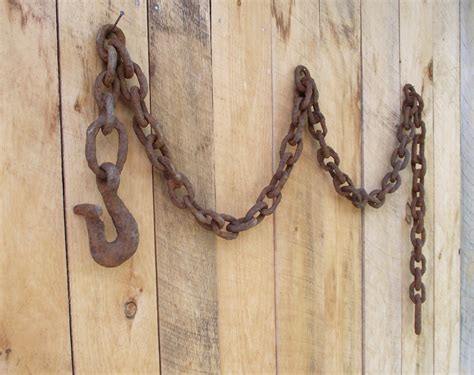 Large Antique Chain Hand Forged Logging Chain and Hook