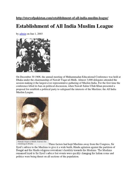 Establishment of All India Muslim League | All India Muslim League ...