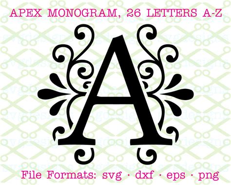 APEX MONOGRAM SVG FONT-Cricut & Silhouette Files SVG DXF EPS PNG | MONOGRAMSVG.COM by SVG Designs