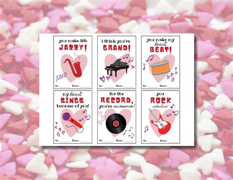 Printable Music Valentine's Day Cards Classroom, Teachers, Friends ...