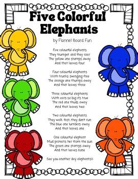 Five Colorful Elephants- Circle Time Songs for Pre-k, Preschool ...