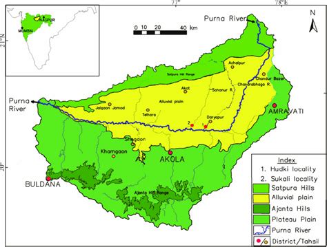 Geological map of Purna alluvial basin and locations of the area under ...