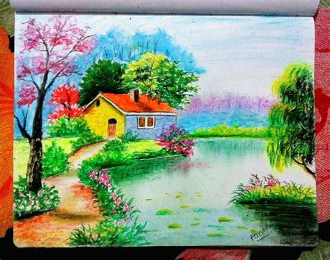 A Unique beautiful landscape drawing in 2019|| Oil pastel Drawing Tutorial