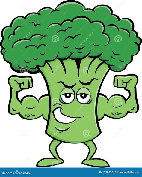 Cartoon Broccoli Flexing His Muscles. Stock Vector - Illustration of ...