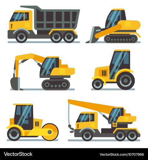 Construction machines heavy equipment vehicles Vector Image