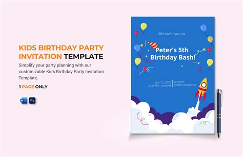 1st Birthday Invitation Template in Pages, Illustrator, PSD, Word, Publisher, Outlook - Download ...