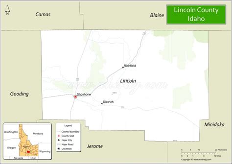 Map of Lincoln County, Idaho - Where is Located, Cities, Population, Highways & Facts