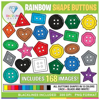 Rainbow Buttons Clip Art by Dazzling Clips | Teachers Pay Teachers