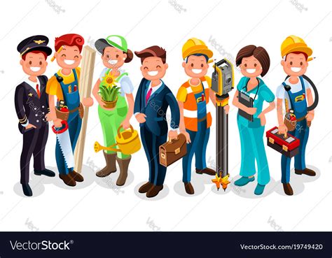 Labor day cartoon characters Royalty Free Vector Image