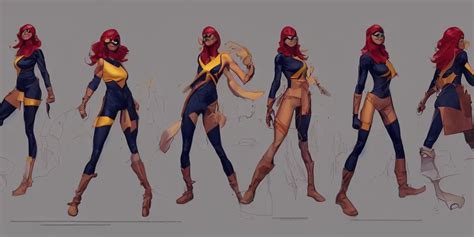 ms marvel, character sheet, concept design, contrast, | Stable Diffusion