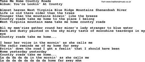 Loretta Lynn song: Take Me Home Country Roads, lyrics