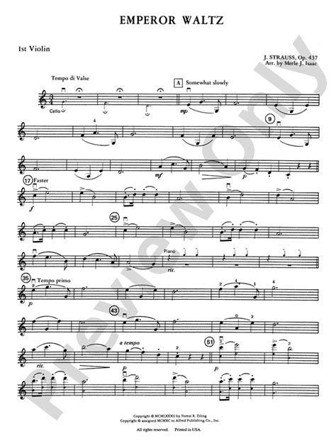 Emperor Waltz: 1st Violin: 1st Violin Part - Digital Sheet Music Download