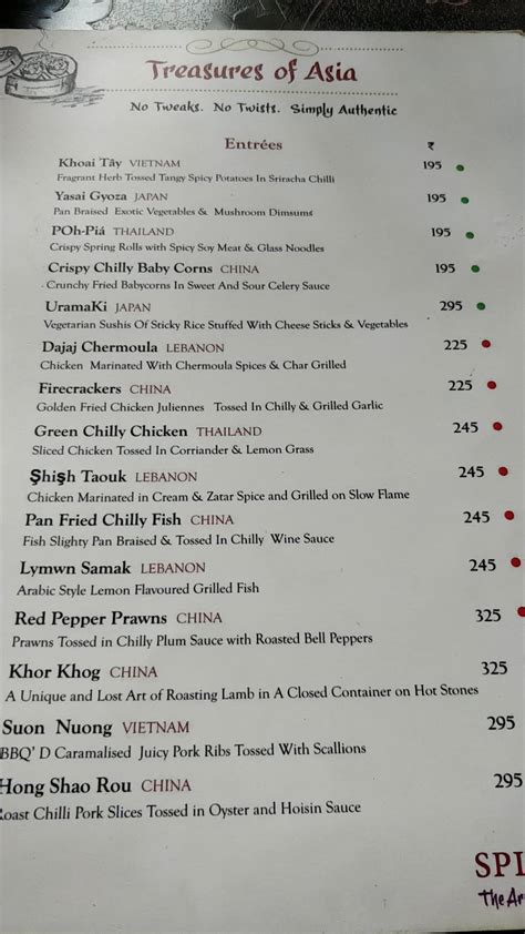 Menu at Spice Kraft, Kolkata