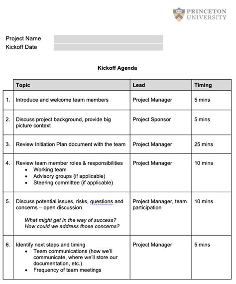 Kickoff Meeting Agenda - Simple | PATCO