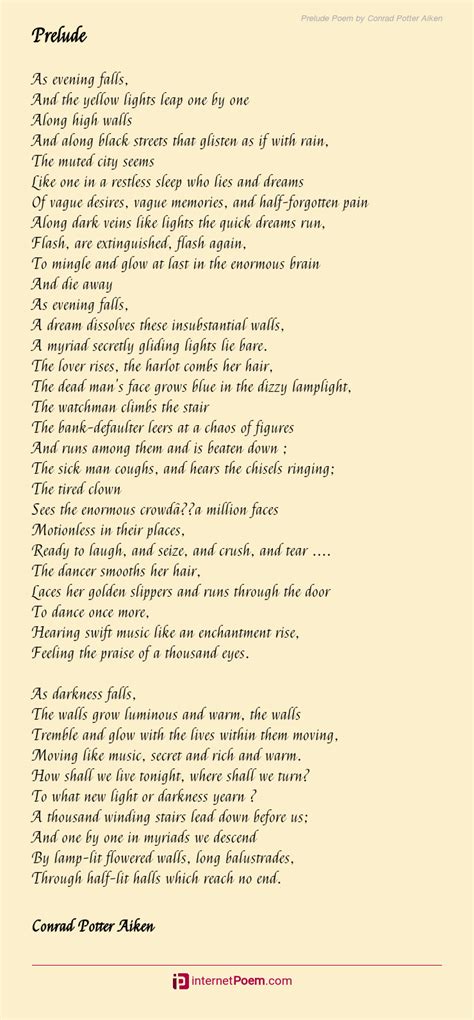 Prelude Poem by Conrad Potter Aiken