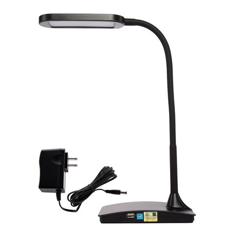 TW Lighting IVY-40WT LED Desk Lamp with USB Port 3-Way Touch Switch EnergyStar Black
