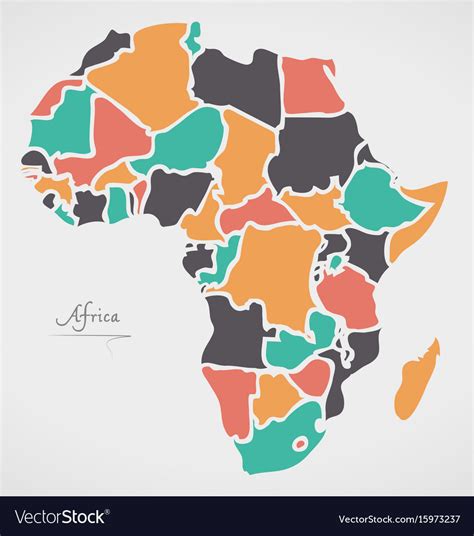 Africa continent map with states Royalty Free Vector Image