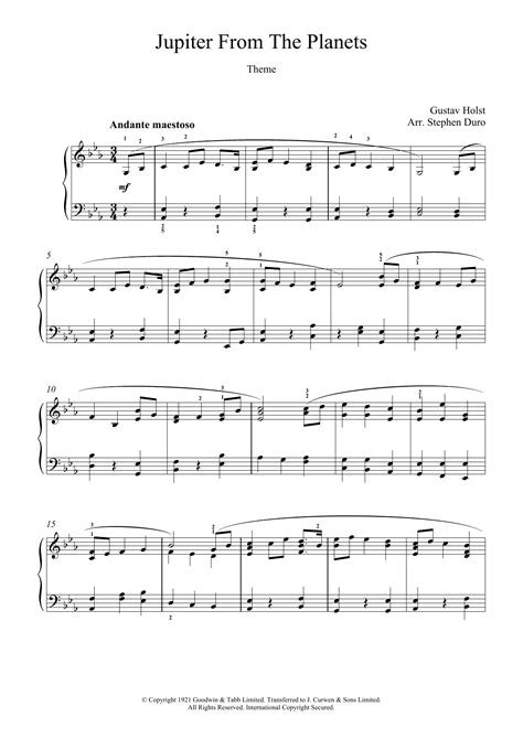 Jupiter From The Planets | Sheet Music Direct