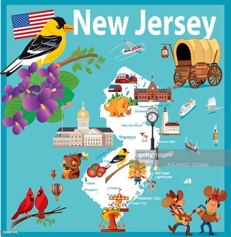 Cartoon Map Of New Jersey State High-Res Vector Graphic - Getty Images