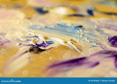 Artist Painting with Acrylic Colors and Mixing Tones Stock Photo ...